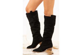 Resim Fox Shoes Kadın Siyah Süet Çizme Konforlu Günlük Kullanım İçin Tasarlandı 