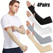 Resim 4 Çift Yazlık Buz Slick Fiber Kumaş Soğuk Kolçekler, Unisex Moda Dış Mekan Spor Bisiklet Sürüş Rahat Nefes Alabilir Kol Kapakları 