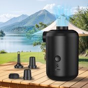Resim 3600mAh Pil ile Taşınabilir Hava Pompası, USB Şarj Edilebilir Hızlı Dolum Şişirme/Deflatör Hava Yatakları, Kürekli Tekneler, Hava Yatakları, Şişme Havuzlar, Yüzme Halkaları, Kamp için 4 Nozul 