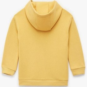 Resim Koton Erkek Bebek Uzun Kollu Bisiklet Yaka Fermuarlı Kapşonlu Sweatshirt Hardal Sarı 