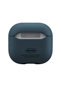 Resim Airpods 4 Uyumlu Kılıf Skinarma Pu Deri Tasarımlı Spunk Kulaklık Kılıfı Mavi 