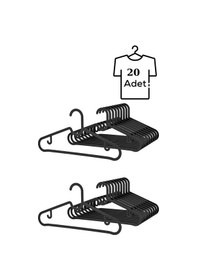 Resim Mithra Life 20 Adet Plastik Siyah Elbise Gömlek Pantolon Askısı Mıt1129 Siyah 