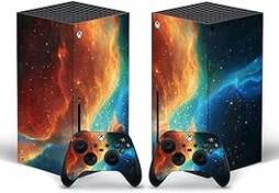 Resim Xbox Serisi X Kaplama Çıkartmaları Microsoft Xbox Serisi X Konsol ve Kumandaları için Tam Gövde Vinil Kapak - Turuncu Galaksi 