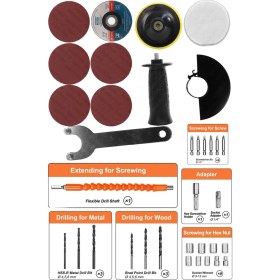 Resim Bulldozer Taşlama Polisaj Zımpara Makinesi ve Xfuel 36V 5AH Darbeli Çift Akülü Matkap 