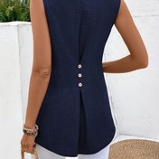Resim Kadınlar İçin Moda Klasik Renkli Beli Sıkılaştırıcı ve Düğme Detaylı Yazlık Kolsuz Üst 