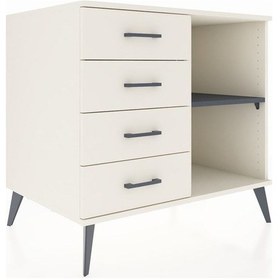 Resim Kronos Şifonyer Tek Raflı 4 Çekmeceli 88x59x80 Aytaşı-antrasit/aytaşı Antrasit/aytaşı 