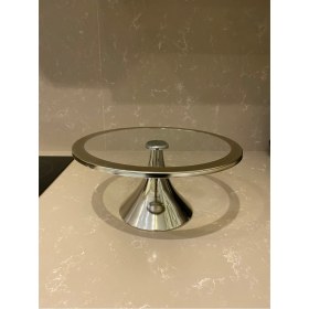 Resim Tekno Trust 30 Gümüş Kek Standi Yuvarlak ve Dikdörtgen Pastalik Seti Bpa Free Modern Cam Yuvarlak Gümüş 1 Ayakl 