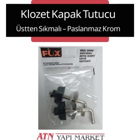 Resim Fox Üstten Sıkmalı Klozet Kapak Tutucu - Paslanmaz Krom - Vidalı Montaj - Tüm Klozet Kapaklarına Uyumlu 