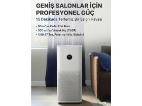 Resim Xiaomi 60M² Negatif Iyon Teknolojili Ferahlatıcı Hava Temizleyici Koku ve Duman Giderici Akıllı Alerjik Filtreli Güçlü Performans 