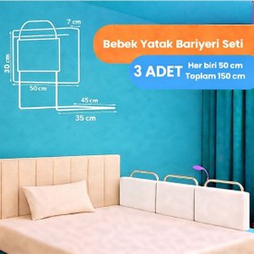 Resim Miralay Yeni Nesil Yatak Bariyeri 50 x 30 Cm Beyaz 3 Adet 