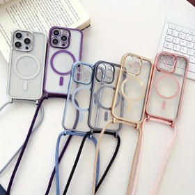 Resim 16E, 16, 15, 14, 13, 12 Pro Max ve 11 modelleri için tasarlanmış şeffaf telefon kılıfı ile Elegant Crossbody Kolye Lanyard, Manyetik Kablosuz Şarj Özellikli 