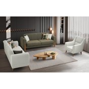 Resim Yuvaset Home Zara Ahşap Ayaklı 3+3+1 Koltuk Takımı 