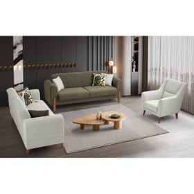 Resim Yuvaset Home Zara Ahşap Ayaklı 3+3+1 Koltuk Takımı 