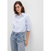 Resim Mavi Kareli Regular Fit Kadın Gömlek (M1211168-83150) 