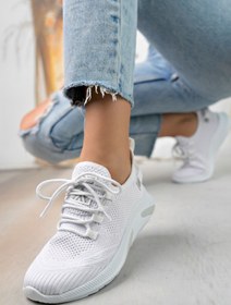 Resim eformoda by emre yılmaz Beyaz Unisex Triko Sneaker Rahat Hava Alabilen Kokusuz Spor Ayakkabı 4555 