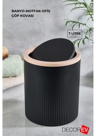 Resim Decorev Lüks Banyo Mutfak Çöp Kovası Metal Standlı Tuvalet Wc Kağıtlık Seti Siyah 