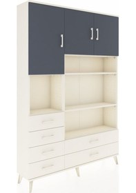Resim Arges Dolap 9 Raflı 6 Çekmeceli 3 Kapaklı 132x30x195 Aytaşı-antrasit/aytaşı Antrasıt/aytası 