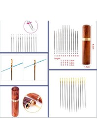 Resim Omeniv 24 adet Özel Dikiş İğnesi Doğal Ahşap Pirinç Kutu 