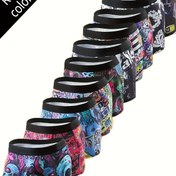 Resim Erkekler için Moda Kontrast Renkli Harf Baskılı Boxer Külotlar - Rahat ve Klasik İç Çamaşırı Takımı (1/3/5/8/10 Adet), Günlük Kullanım veya Hediye Olarak 