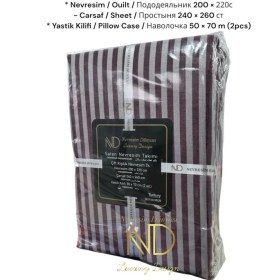 Resim MCM Group Nevresim Dünyası Çift Kişilik Çizgili Saten Nevresim Takımı Bordo 