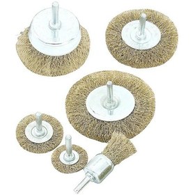 Resim Bay-Tec 6 Parça Çelik Tel Fırça Seti Mk1260 Matkap Tel Fırça 6'Lı N11.2474 