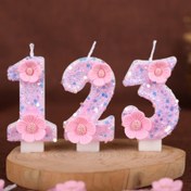 Resim 1 adet Gül Pembe Çiçekli Sayı 0-9 Mum - Glitterli Parıltılı Tatlı Dekoru Doğum Gün Partileri, Kek Üstleri, Fotoğraf Aksesuarları ve Etkinlik Dekorasyonları, Doğum Günü Mumları, Parti Aksesuarları, Glitterli Kaplama, Dayanıklı Balmumu 