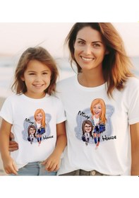 Resim Bk Gift 2li Kişiye Özel Anne-kız Karikatürlü Kombin Tişört Seti-2, Anneye Hediye, Anneler Günü Hediyeleri Kobitmeyencom30566 Bk Gift 