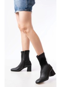 Resim Hc-2700 Siyah Streç Topuklu Fermuarlı Günlük Kadın Bot Çok Renkli 