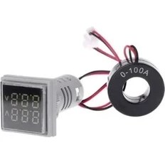 Resim Voltaj 22MM Dijital Voltmetre-Ampermetre Ac 20-500V 0-100A Beyaz 