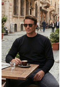Resim Buratti Slim Fit Bisiklet Yaka Pamuklu Erkek Kazak 456201 Siyah 