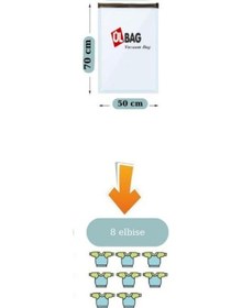 Resim 3 Adet 50 Cm X 70 Cm Elbise Vakumlu Poşet- Vakumlu Hurç - Vakumlu Poşet Seti Şeffaf 