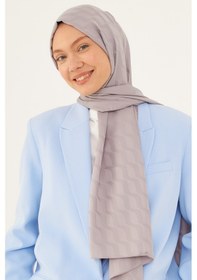 Resim Mirsoy Scarf Dalga Desen İpeksi Jakar Şal - Açık Gri Açık Gri 
