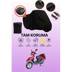 Resim Dokaca Siyah Arka Çanta Uyumlu Arora Vesta 50 Uyumlu Motosiklet Brandası, Koruyucu Örtü 