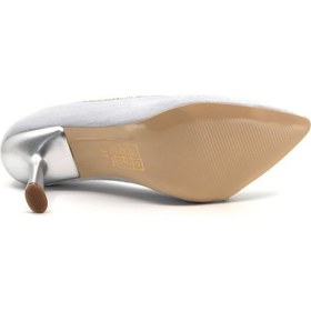 Resim Feles Şerit Taş Detaylı Stiletto Kadın Topuklu Ayakkabı GÜMÜŞ 