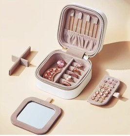 Resim Mk-35 Lüks Mini Seyahat Takı Kutusu - Mücevher Düzenleyici Aynalı 