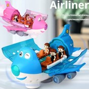 Resim Otomatik Yürüyen Uçak Oyuncak 360° Döndürme, Işıklar ve Müzik - Otomatik Açılış, Engel Kaçınma, Pembe/Mavi, Tümüyle Hareket, Otomatik Geçiş, Aksesuarlar Rastgele Renk, Pil Dahil Değildir 