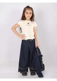 Resim Xo Kids Kız Çocuk 3lü Alt Üst Kombin Takmı 5-14 Yaş Set0477 Mavi 