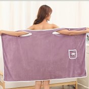 Resim 1 adet Modern Coral Fleece Giyilebilir Banyo Havlusu, 300gsm Hızlı Kuruyan Örgü Kumaş, Yetişkinler için Kalınlaştırılmış Su Emici Banyo Etek, Kadınlar için Spa Sauna Sarma, %100 Polyester, Yıkama Bezleri 