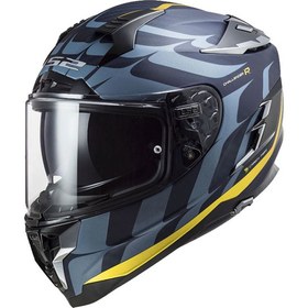 Resim Ls2 Challenger C Flames Siyah - Karbon - Sarı Kask 