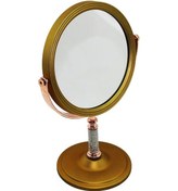 Resim Taş Saplı Yuvarlak 7 İnç Çap:17.5cm Makyaj Aynası Çift Taraflı Bronz - Gümüş Pls.çerçeve Sabit Ayak 