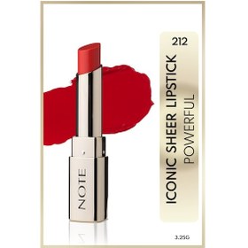 Resim Note Cosmetics Iconic Sheer Lipstick Nemlendirici Parlak Ruj 212 Powerful Nemlendirici Parlak Ruj - Kırmızı 212 