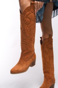 Resim Riccon Zreidira Kadın Nakışlı Western Çizme 001290 Taba Süet - Taba Süet / 39 