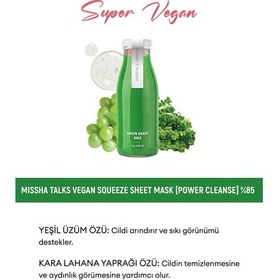 Resim Missha Talks Vegan Squeeze Sheet Mask Vegan Yaprak Maske - Power Cleanser 