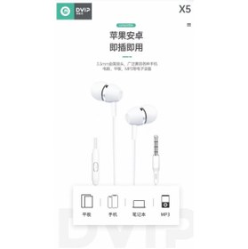 Resim DVIP X5 İn-Ear 3.5MM Jack Girişli Mikrofonlu Kablolu Kulaklık Beyaz 