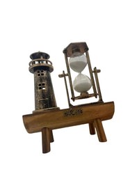 Resim Cn Hediyelik Eşya Retro Ahşap Deniz Feneri Kum Saati Biblo 