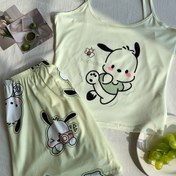Resim Sanrio için for hello kitty Kadınlar için Pijama Takımı - Sevimli Omuz Üstü Kolsuz Üst ve Eşleşen Şort, Yumuşak Pembe Geometrik Baskılı Rahat Giyim, Tüm Mevsimler için Rahat İki Parça Kıyafet, Rahat Giyim | Eğlenceli Tasarım | Polyester Kumaş, Sanrio 