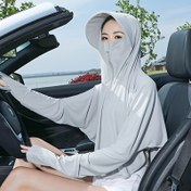 Resim Kadınlar için Hafif Güneş Gömleği Büyük Kapüşonlu - Nefes Alabilen Geniş Kenarlı Güneş Şapkası Dahil, Esnek Olmayan Yazlık Dış Mekan Aktiv Kıyafeti Sürüş & Güneş Güvenliği İçin, Seyahat Gereçleri, Akıcı Tasarım, Rahat Malzeme, Seyahat Giyimi 
