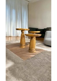 Resim Modern Tasarım Ahşap Mantar Sehpa 3 Lü Set 