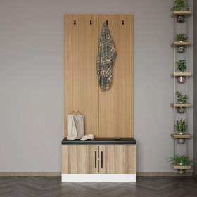 Resim Minar Kale Dekor Panel Ayakkabılık Minderli Beyaz Dore 