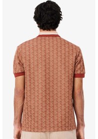 Resim Lacoste Classic Fit Monogram Polo T-shirt Erkek Polo Yaka Tişört Kiremit Kiremit 